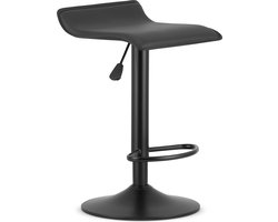 Barkruk FORT - Zwart Kunstleer, Mat Zwarte Basis, Modern Design, Hoogte Verstelbaar, 360° Draaibaar, Max. 120 kg