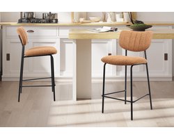 Barkruk Georgi | 46 x 53 x 97 cm | Oranje - Rousseau - Barstoel - Terracotta - Stof - Set van 2