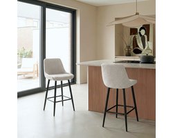 Barkruk Hasselt - Cream Textiel & Metaal - Comfortabel Design