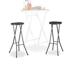 barkruk inklapbaar - 2 stuks - weerbestendig - 80 cm - barstoel - kunststof - rond - zwart