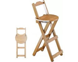 Barkruk inklapbaar met rugleuning, inklapbaar houten keukenstoelen met voetsteun, waterdicht volwassenen ontbijt hoge kruk, voor home pub bar tafel (Color : Natural, Size : 62cm/24in 1pcs)