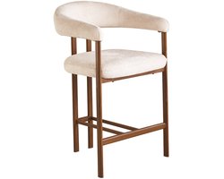 Barkruk Japandi beige Sena walnoot minimalistische barstoel japanse stijl