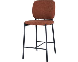 Barkruk Killian Roest - Metaal - Stof - Set van 2 - Geschikt voor kookeiland - Met rugleuning - Zithoogte 66 cm - Zitdiepte 44 cm