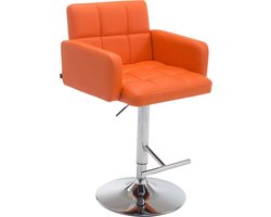 Barkruk - Kruk - Design - Voetensteun - In hoogte verstelbaar - Kunstleer - Oranje