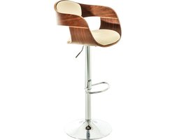 Barkruk - Kruk - Voetensteun - In hoogte verstelbaar - Hout - Crème/bruin - 50x48x102 cm