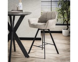 Barkruk Lino Bouclé Zand Draaibaar Raster