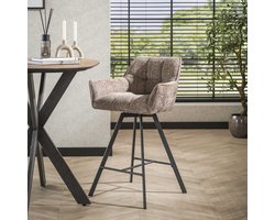 Barkruk Lino Chenille Stof Rich Champagne Draaibaar