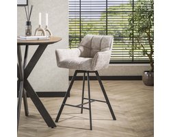 Barkruk Lino Chenille Stof Rich Zand Draaibaar