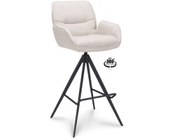 Barkruk Lizz - Met Arm - Zithoogte 80 - Stof Alpine Natural - Poot Zwart 360° Return-system