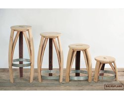 Barkruk "Loire" 48 cm, staal / Wijnvat Kruk