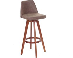 Barkruk MCW-C43, barkruk counter stool, hout textiel draaibaar ~ vintage bruin, lichtgekleurde poten
