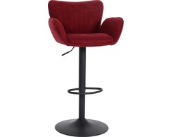 Barkruk MCW-M67, draaistoel barkruk, met armleuning voetsteun draaibaar stof/textiel ijzer MVG ~ bordeaux basis zwart