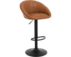 Barkruk met Rugleuning – Verstelbare en Draaibare Keukenkruk, Kunstleer, 150 kg, Bruin