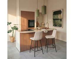 Barkruk Nora - Zwarte Metalen Barstoel met Comfortabele Cream Zitting