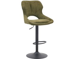 Barkruk Orin Groen - Stof - Set van 2 - Geschikt voor kookeiland - Draaibaar - Met rugleuning - In hoogte verstelbaar - Zithoogte 86 - 65 cm - Zitdiepte 45 cm
