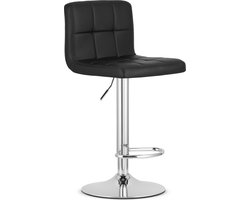 Barkruk PROT - Zwart Kunstleer, Chromen Basis, Laag Rugleuning, Modern Design, Hoogte Verstelbaar, 360° Draaibaar, Max. 120 kg