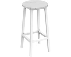 Barkruk – Rond – Marmer Kleur – Witte Metalen Poten – Met Voetsteun – Stevig en Stijlvol – Industriële Stijl – Ideaal voor Keuken en Bar – Ø32x65 cm