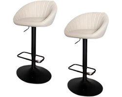 Barkruk set beige met voetsteun 2 stuks
