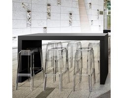 Barkruk Set van 2 36×36×75 cm – Transparante Stapelbare Barstoelen van Hoogwaardig Kunststof – Weerbestendige & Krasbestendige Design Barkrukken voor Keuken, Bar & Terras – Novihome