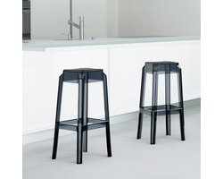 Barkruk Set van 2 36×36×75 cm – Transparante Stapelbare Barstoelen van Hoogwaardig Kunststof – Weerbestendige & Krasbestendige Design Barkrukken voor Keuken, Bar & Terras – Altameubel
