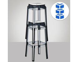 Barkruk Set van 2 36×36×75 cm – Transparante Stapelbare Barstoelen van Hoogwaardig Kunststof – Weerbestendige & Krasbestendige Design Barkrukken voor Keuken, Bar & Terras – Novihome
