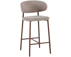 Barkruk set van 2 – 65 cm zithoogte – Met rugleuning – Voor kookeiland – Zand – Walnoot – Stof