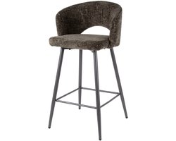 Barkruk Set van 2 - Barkrukken met Rugleuning - Barkrukken met Armleuning - Barkrukken Industrieel Buiten - Barkruk Buiten - Ronde Barkrukken - Barstoel met Stalen Frame - Keukenstoel