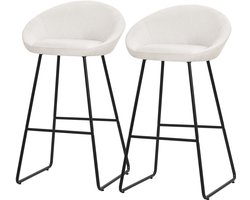 Barkruk set van 2 beige 56x94x50 cm met rugleuning en voetensteun tot 120 kg ML-Design
