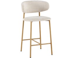 Barkruk set van 2 beige eiken – 65 cm zithoogte – Met rugleuning – Stof – Voor kookeiland
