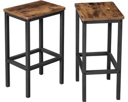 Barkruk set van 2 hoge stoelen eetkamerstoelen stevige metalen onderstellen modern en stijlvol design geschikt voor eetkamer woonkamer partyruimte en bar 40 x 30 x 65 cm bruin + zwart