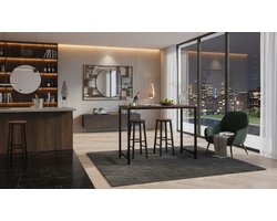 Barkruk Set van 2 – House&Garden Industriële Barkrukken – Vintage Bruin-Zwart – Hoge Keukenstoelen, Barstoelen, Eetkamerstoelen – Robuust & Stabiel – Compact & Comfortabel – Verstelbare Voetpedalen 32x32x63 cm