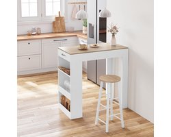 Barkruk set van 2 industrieel 30x30x71 cm – houten zitting & metalen frame met voetensteun – hoge kruk voor keuken, bar & eetkamer – licht eiken – Altameubel