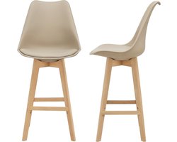 Barkruk set van 2 kunstleer en beuken 105x48x58 cm beige