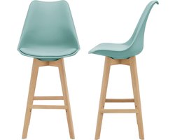 Barkruk set van 2 kunstleer en beuken 105x48x58 cm mint