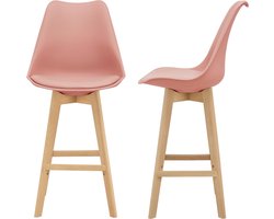 Barkruk set van 2 kunstleer en beuken 105x48x58 cm roze