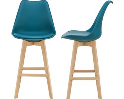 Barkruk set van 2 kunstleer en beuken 105x48x58 cm turquoise