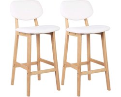 Barkruk - Set van 2 - Met rugleuning - Hout - Zithoogte 65cm