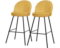 Barkruk set van 2 mosterd 52x102x50 cm met rugleuning en voetensteun tot 120 kg ML-Design