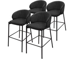 Barkruk set van 4 antraciet 50x101x54 cm met rugleuning en voetensteun tot 120 kg ML-Design