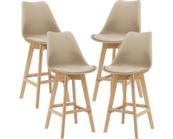Barkruk set van 4 kunstleer en beuken 105x48x58 cm beige