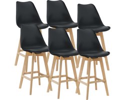 Barkruk set van 6 kunstleer en beuken 105x48x58 cm zwart
