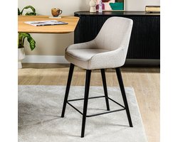 Barkruk Stof - Bouclé Grijs - Zithoogte 66cm - Stoel Timo - Giga Meubel