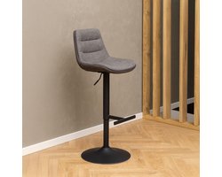Barkruk Stof/Textiel Bruin - Zithoogte 65-84cm - 47x52,5x95cm - Giga Living - Set van 2