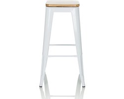 Barkruk VANTAGGIO HIGH WS metallic wit / zitting echt hout draaibaar licht hjh OFFICE