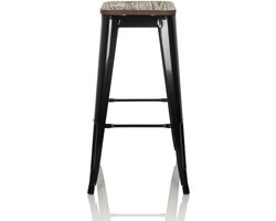 Barkruk VANTAGGIO HIGH WS metallic zwart / echt hout zitting draaibaar donker hjh OFFICE