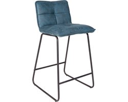 Barkruk Vosgi - Set van 1 - Microvezel Zitting - Ergonomisch - Barstoelen met rugleuning - Keuken - turqoise - 87cm