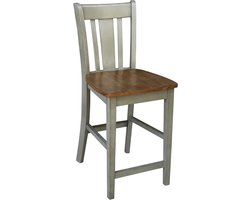 Barkruk Zithoogte 24" - Keukenkruk Hout - Aanrecht Zitten - Massief Hardhout Constructie - 24 Inch Zithoogte - Verontruste Hickory Steen