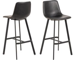 Barkruk Zwart Kunstleer - Zithoogte 76,5cm - 50x46,5x103cm - Giga living - Set van 2