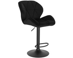 Barkruk - Zwart Velvet - Rugleuning - Verstelbaar - Zithoogte 60-82cm