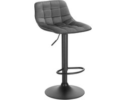 Barkrukken - 1 Stuk - Barkruk - Luxe Barkruk - Barkrukken Met Rugleuning - Hoge Bar Krukken - Grijs - Velvet - Velours